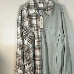 Allie Rose Plaid and Solid Button-Up‎ Soft heavy weight shirt jacket Size 2X
